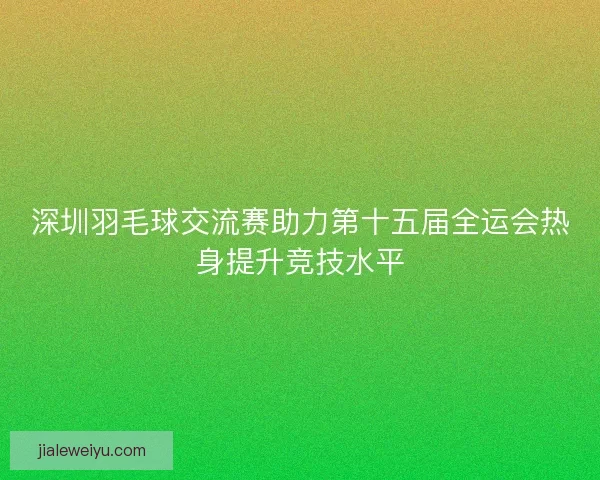 深圳羽毛球交流赛助力第十五届全运会热身提升竞技水平
